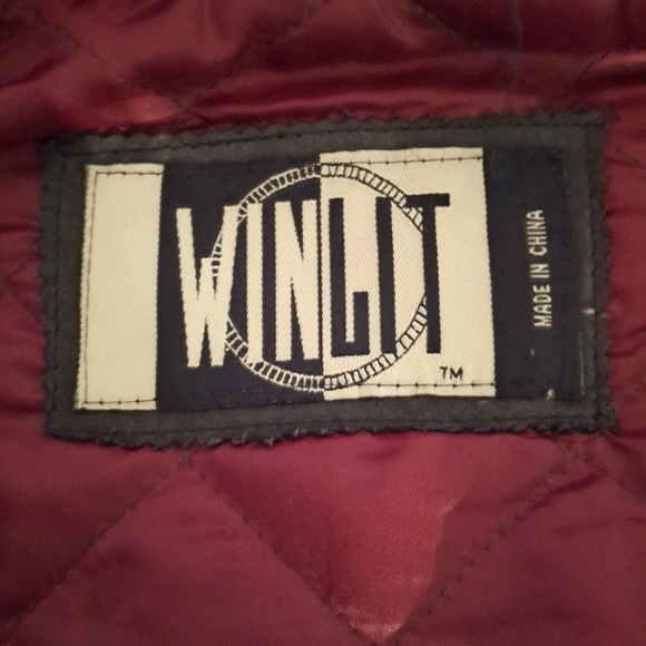 Vintage Winlit Navy and Brown Women's Suede And Leather Bomber Jacket - Picture 5 of 9